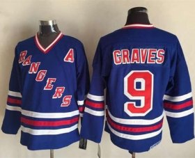 Wholesale Cheap Rangers #9 Adam Graves Blue CCM Heroes of Hockey Alumni Stitched NHL Jersey