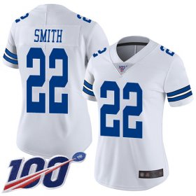 Wholesale Cheap Nike Cowboys #22 Emmitt Smith White Women\'s Stitched NFL 100th Season Vapor Limited Jersey