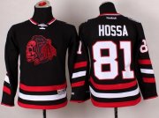 Wholesale Cheap Blackhawks #81 Marian Hossa Black(Red Skull) 2014 Stadium Series Stitched Youth NHL Jersey
