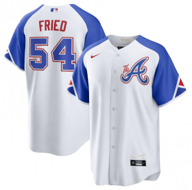 Cheap Men\'s Atlanta Braves #54 Max Fried White 2023 City Connect Cool Base Stitched Baseball Jersey