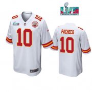 Wholesale Cheap Men’s Kansas City Chiefs #10 Isaih Pacheco White Super Bowl LVII Patch Stitched Game Jersey