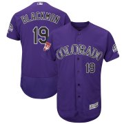 Wholesale Cheap Rockies #19 Charlie Blackmon Purple 2019 Spring Training Flex Base Stitched MLB Jersey
