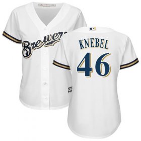 Wholesale Cheap Brewers #46 Corey Knebel White Home Women\'s Stitched MLB Jersey