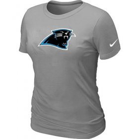Wholesale Cheap Women\'s Nike Carolina Panthers Logo NFL T-Shirt Light Grey