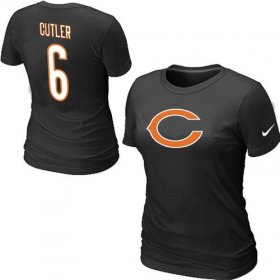 Wholesale Cheap Women\'s Nike Chicago Bears #6 Jay Cutler Name & Number T-Shirt Black