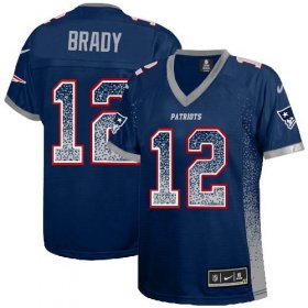 Wholesale Cheap Nike Patriots #12 Tom Brady Navy Blue Team Color Women\'s Stitched NFL Elite Drift Fashion Jersey