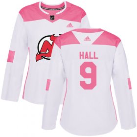 Wholesale Cheap Adidas Devils #9 Taylor Hall White/Pink Authentic Fashion Women\'s Stitched NHL Jersey