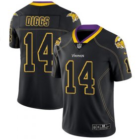 Wholesale Cheap Nike Vikings #14 Stefon Diggs Lights Out Black Men\'s Stitched NFL Limited Rush Jersey