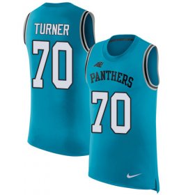 Wholesale Cheap Nike Panthers #70 Trai Turner Blue Alternate Men\'s Stitched NFL Limited Rush Tank Top Jersey