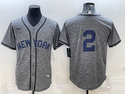 Wholesale Cheap Men's New York Yankees #2 Derek Jeter No Name Grey Gridiron Cool Base Stitched Jersey