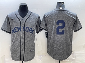 Wholesale Cheap Men\'s New York Yankees #2 Derek Jeter No Name Grey Gridiron Cool Base Stitched Jersey