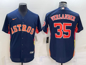 Wholesale Cheap Men\'s Houston Astros #35 Justin Verlander Navy Blue With Patch Stitched MLB Cool Base Nike Jersey