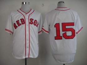 Wholesale Cheap Red Sox #15 Dustin Pedroia White 1936 Turn Back The Clock Stitched MLB Jersey