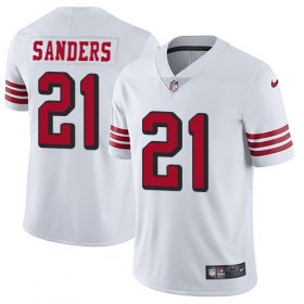 Wholesale Cheap Nike 49ers #21 Deion Sanders White Rush Men\'s Stitched NFL Vapor Untouchable Limited Jersey