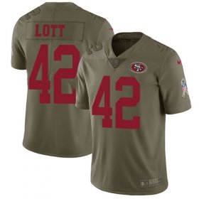 Wholesale Cheap Nike 49ers #42 Ronnie Lott Olive Youth Stitched NFL Limited 2017 Salute to Service Jersey