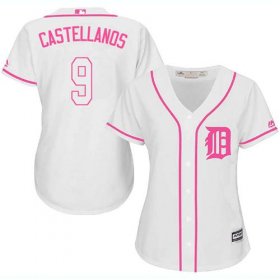 Wholesale Cheap Tigers #9 Nick Castellanos White/Pink Fashion Women\'s Stitched MLB Jersey