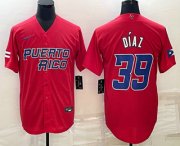 Cheap Men's Puerto Rico Baseball #39 Edwin Diaz 2023 Red World Baseball Classic Stitched Jersey