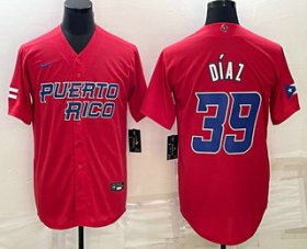 Cheap Men\'s Puerto Rico Baseball #39 Edwin Diaz 2023 Red World Baseball Classic Stitched Jersey