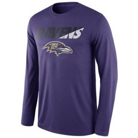 Wholesale Cheap Men\'s Baltimore Ravens Nike Purple Legend Staff Practice Long Sleeves Performance T-Shirt