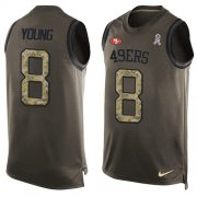 Wholesale Cheap Nike 49ers #8 Steve Young Green Men's Stitched NFL Limited Salute To Service Tank Top Jersey