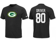 Wholesale Cheap Nike Green Bay Packers #80 Donald Driver Name & Number NFL T-Shirt Black
