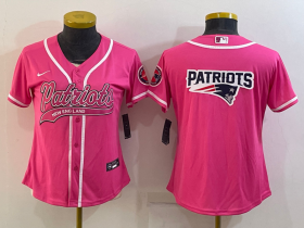 Wholesale Cheap Women\'s New England Patriots Pink Team Big Logo With Patch Cool Base Stitched Baseball Jersey
