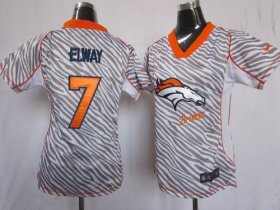 Wholesale Cheap Nike Broncos #7 John Elway Zebra Women\'s Stitched NFL Elite Jersey