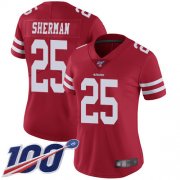 Wholesale Cheap Nike 49ers #25 Richard Sherman Red Team Color Women's Stitched NFL 100th Season Vapor Limited Jersey