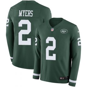 Wholesale Cheap Nike Jets #2 Jason Myers Green Team Color Men\'s Stitched NFL Limited Therma Long Sleeve Jersey