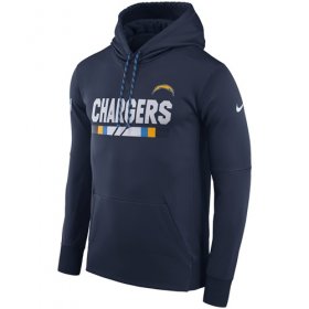 Wholesale Cheap Men\'s Los Angeles Chargers Nike Navy Sideline ThermaFit Performance PO Hoodie