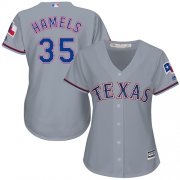 Wholesale Cheap Rangers #35 Cole Hamels Grey Road Women's Stitched MLB Jersey