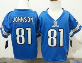 Wholesale Cheap Toddler Nike Lions #81 Calvin Johnson Blue Team Color Stitched NFL Elite Jersey