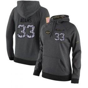 Wholesale Cheap NFL Women\'s Nike New York Jets #33 Jamal Adams Stitched Black Anthracite Salute to Service Player Performance Hoodie