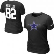 Wholesale Cheap Women's Nike Dallas Cowboys #82 Jason Witten Name & Number T-Shirt Black