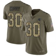 Wholesale Cheap Nike Panthers #30 Stephen Curry Olive/Camo Men's Stitched NFL Limited 2017 Salute To Service Jersey