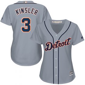 Wholesale Cheap Tigers #3 Ian Kinsler Grey Road Women\'s Stitched MLB Jersey
