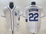 Cheap Men's Los Angeles Dodgers #22 Clayton Kershaw White Cool Base Stitched Baseball Jersey