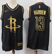 Wholesale Cheap Rockets #13 James Harden Black Gold Basketball Swingman Limited Edition Jersey