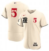 Cheap Men's Texas Rangers #5 Corey Seager Cream 2023 City Connect Flex Base Stitched Baseball Jersey