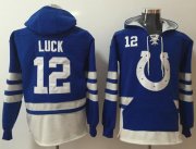 Wholesale Cheap Nike Colts #12 Andrew Luck Royal Blue/White Name & Number Pullover NFL Hoodie