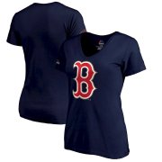 Wholesale Cheap Boston Red Sox Majestic Women's 2019 Gold Program Logo V-Neck T-Shirt Navy