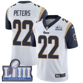 Wholesale Cheap Nike Rams #22 Marcus Peters White Super Bowl LIII Bound Men\'s Stitched NFL Vapor Untouchable Limited Jersey