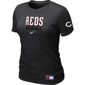 Wholesale Cheap Women\'s Cincinnati Reds Nike Short Sleeve Practice MLB T-Shirt Black