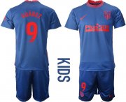Wholesale Cheap Youth 2020-2021 club Atletico Madrid away 9 blue Soccer Jerseys1