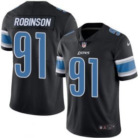 Wholesale Cheap Nike Lions #91 A\'Shawn Robinson Black Men\'s Stitched NFL Limited Rush Jersey