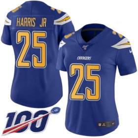 Wholesale Cheap Nike Chargers #25 Chris Harris Jr Electric Blue Women\'s Stitched NFL Limited Rush 100th Season Jersey