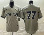 Cheap Men's New York Yankees #77 Clint Frazier Gray Cool Base Stitched Jersey