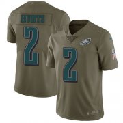 Wholesale Cheap Nike Eagles #2 Jalen Hurts Olive Men's Stitched NFL Limited 2017 Salute To Service Jersey