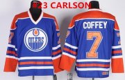 Wholesale Cheap Men's Edmonton Oilers #23 CARLSON Royal Blue Throwback CCM Jersey