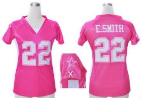 Wholesale Cheap Nike Cowboys #22 Emmitt Smith Pink Draft Him Name & Number Top Women\'s Stitched NFL Elite Jersey
